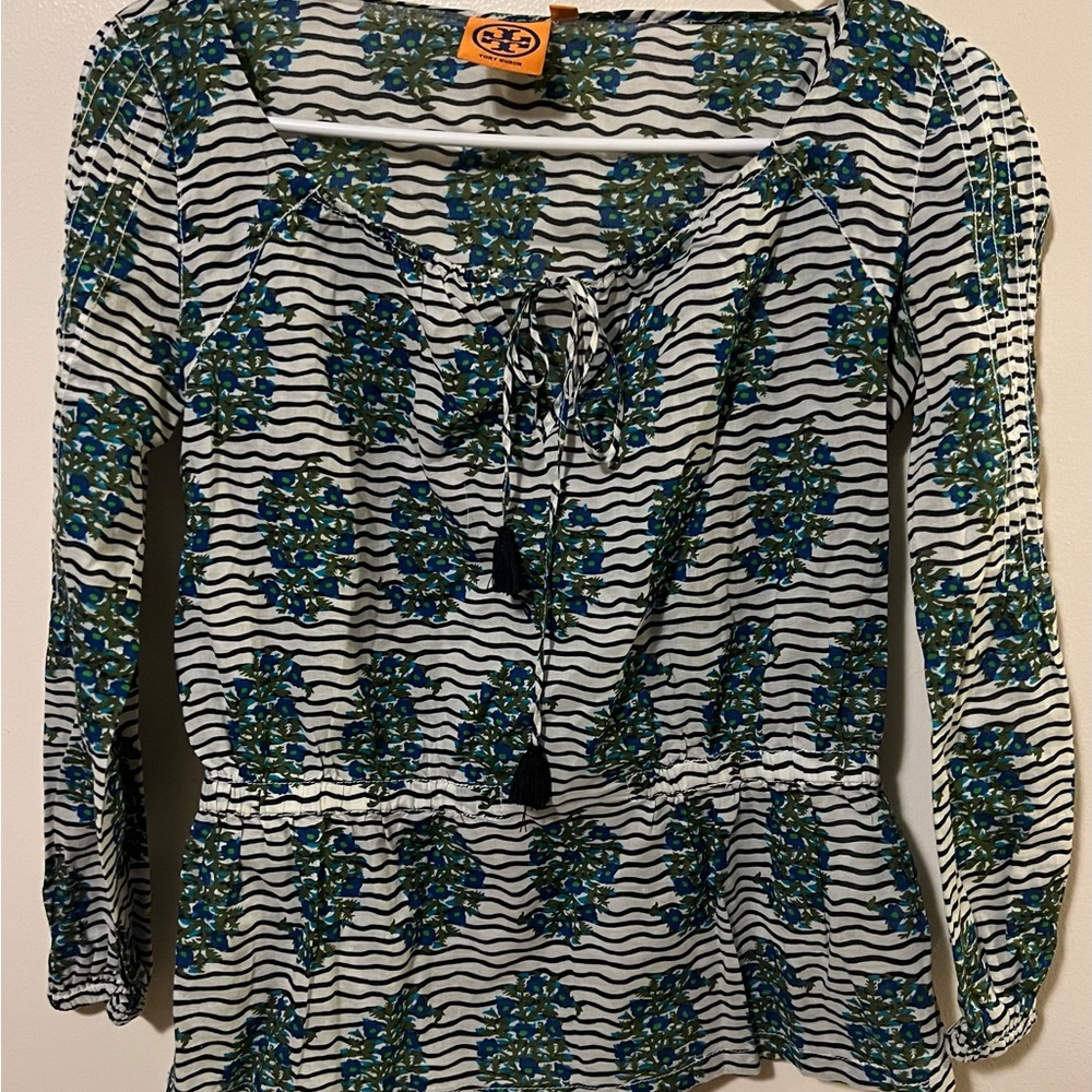Tory Burch Evelina cotton voile peasant blouse  size 0